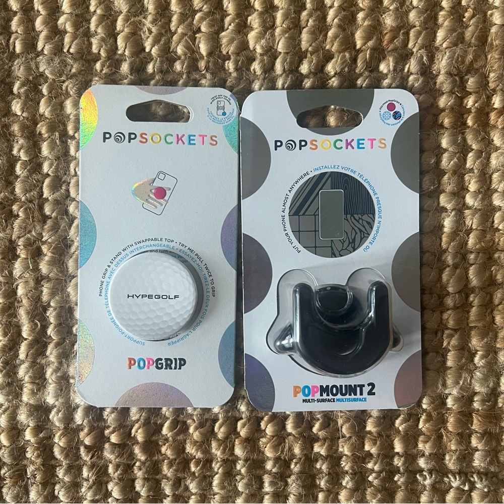Hypegolf PopSocket PopGrip and PopMount 2 - White and Black